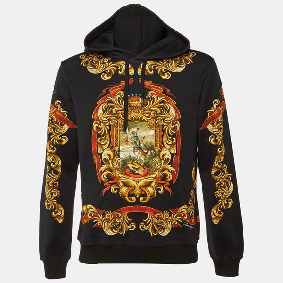 Dolce & Gabbana Other - Dolce & Gabbana Black Printed Cotton Hooded Sweatshirt  M